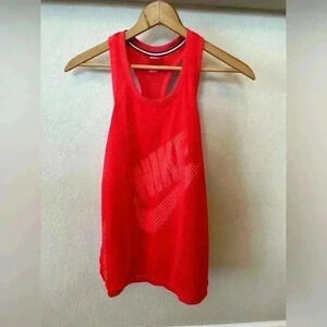 NIKE Running Swoosh Just Do It Racerback 2 Layer Mesh Tank Top Red Womens S